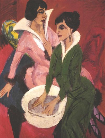 Zwei Frauen mit Waschbecken von Ernst Ludwig Kirchner